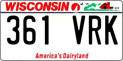WI license plate 361VRK