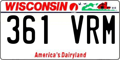 WI license plate 361VRM