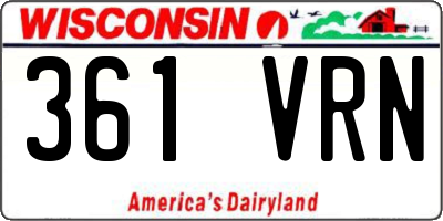 WI license plate 361VRN