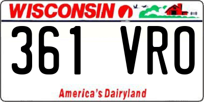 WI license plate 361VRO