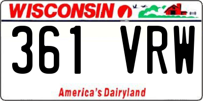 WI license plate 361VRW