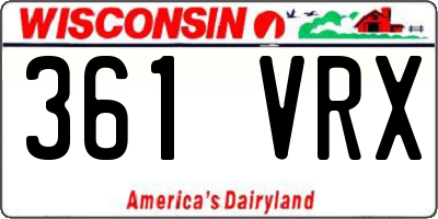 WI license plate 361VRX