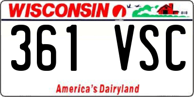 WI license plate 361VSC