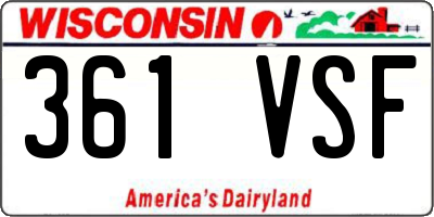 WI license plate 361VSF