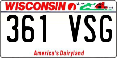 WI license plate 361VSG