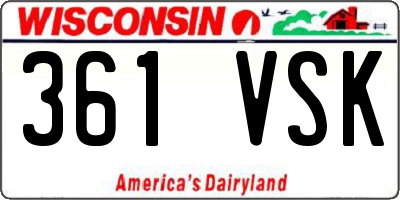 WI license plate 361VSK