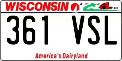 WI license plate 361VSL