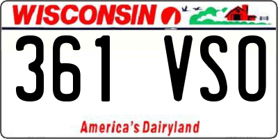 WI license plate 361VSO