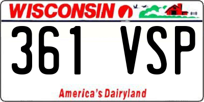 WI license plate 361VSP