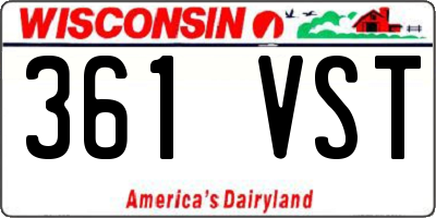 WI license plate 361VST