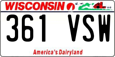 WI license plate 361VSW