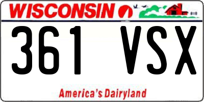 WI license plate 361VSX