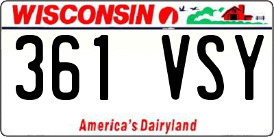 WI license plate 361VSY