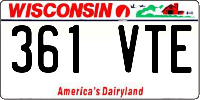 WI license plate 361VTE