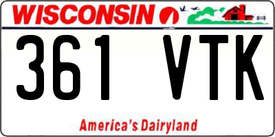 WI license plate 361VTK