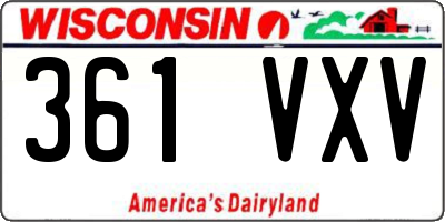 WI license plate 361VXV
