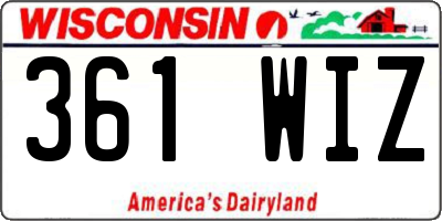 WI license plate 361WIZ