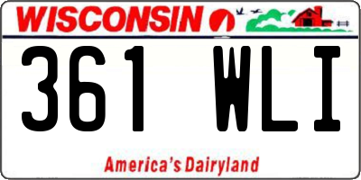 WI license plate 361WLI