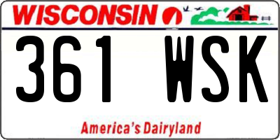WI license plate 361WSK