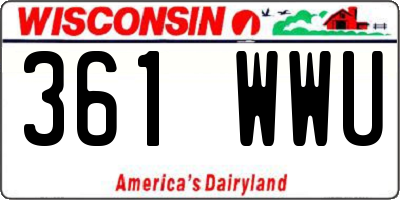 WI license plate 361WWU