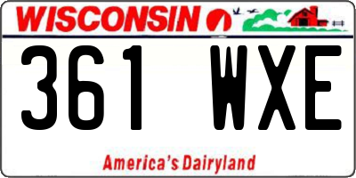 WI license plate 361WXE