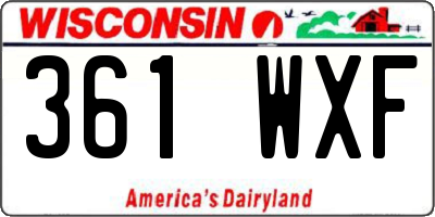 WI license plate 361WXF