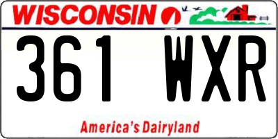 WI license plate 361WXR