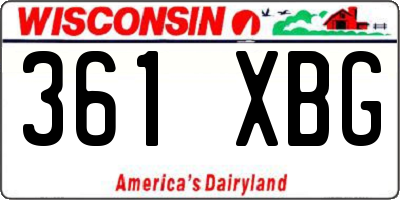 WI license plate 361XBG
