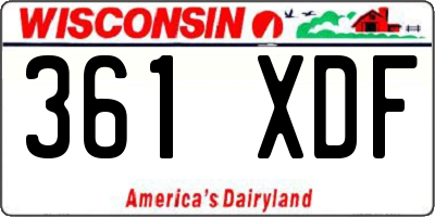 WI license plate 361XDF