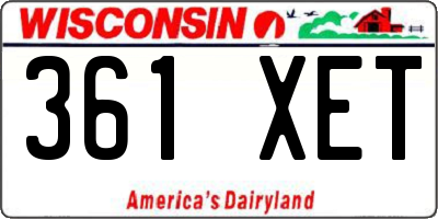 WI license plate 361XET
