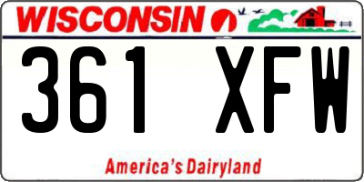 WI license plate 361XFW