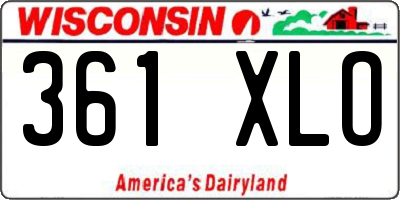 WI license plate 361XLO