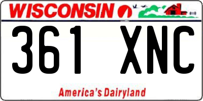 WI license plate 361XNC