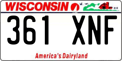 WI license plate 361XNF