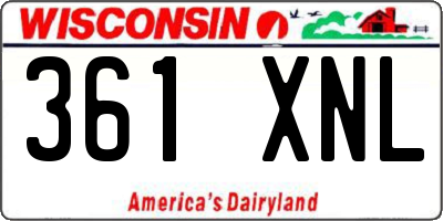 WI license plate 361XNL