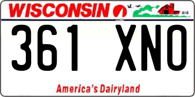 WI license plate 361XNO