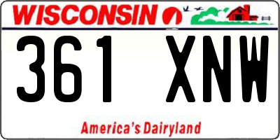 WI license plate 361XNW
