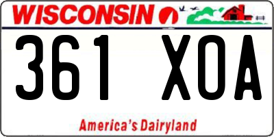 WI license plate 361XOA