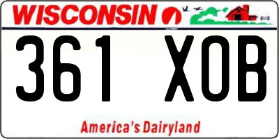 WI license plate 361XOB