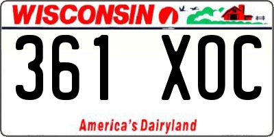 WI license plate 361XOC