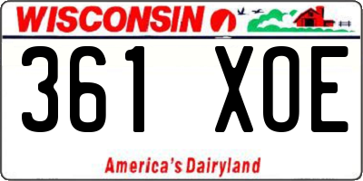 WI license plate 361XOE