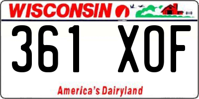 WI license plate 361XOF