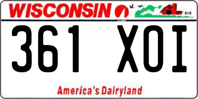 WI license plate 361XOI