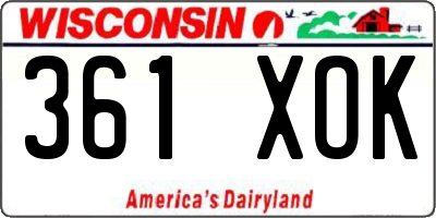 WI license plate 361XOK