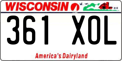 WI license plate 361XOL