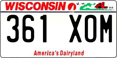 WI license plate 361XOM