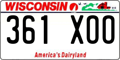 WI license plate 361XOO