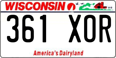 WI license plate 361XOR