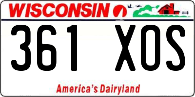 WI license plate 361XOS