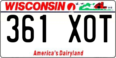 WI license plate 361XOT